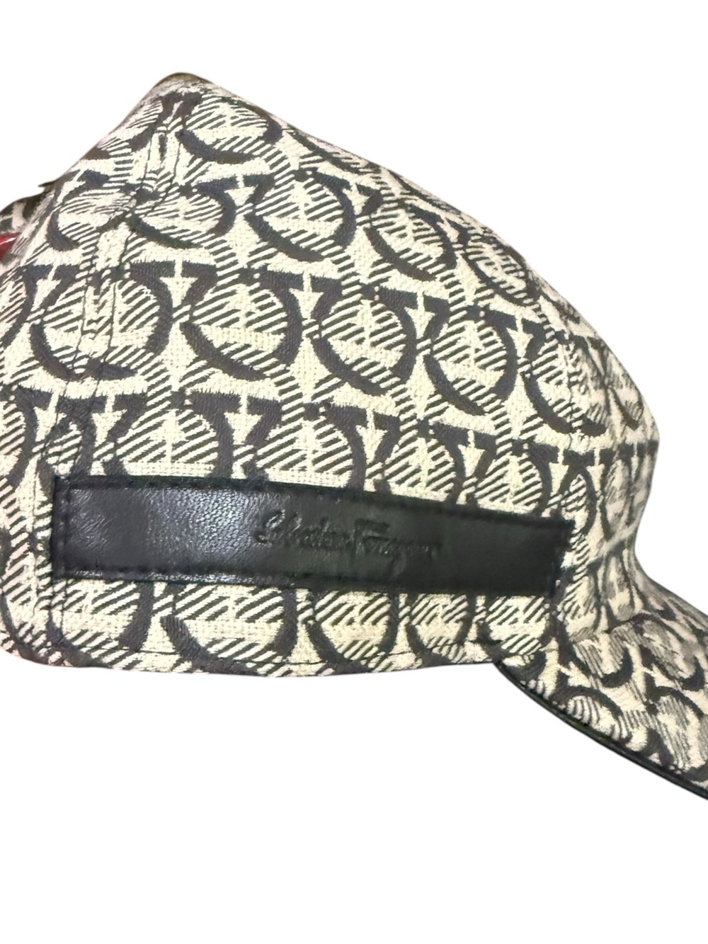 Salvatore Ferragamo Gancini Monogram Baseball Cap Cotton Leather Italy OS - Picture 6 of 8
